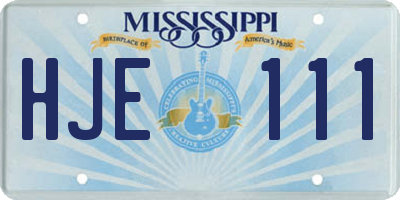 MS license plate HJE111