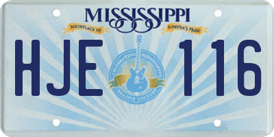 MS license plate HJE116