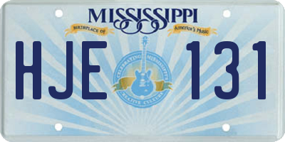 MS license plate HJE131