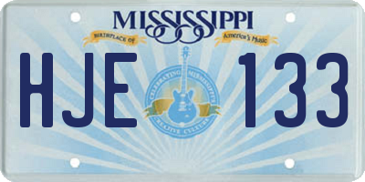 MS license plate HJE133