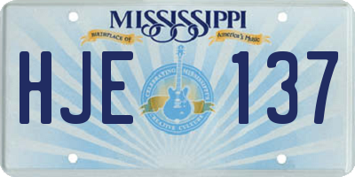MS license plate HJE137