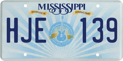 MS license plate HJE139