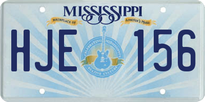 MS license plate HJE156