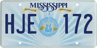 MS license plate HJE172