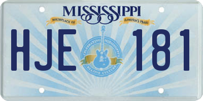 MS license plate HJE181