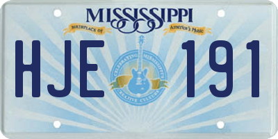 MS license plate HJE191