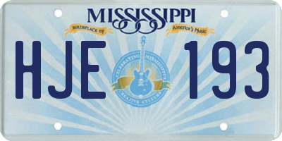 MS license plate HJE193