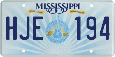 MS license plate HJE194