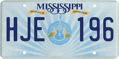 MS license plate HJE196