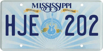MS license plate HJE202