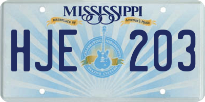 MS license plate HJE203