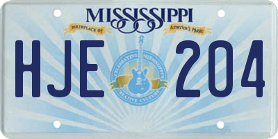 MS license plate HJE204