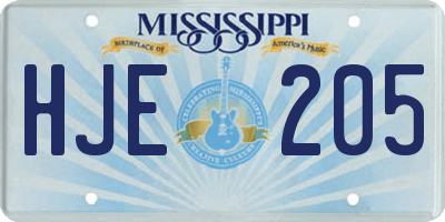 MS license plate HJE205