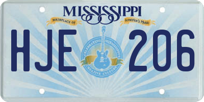 MS license plate HJE206