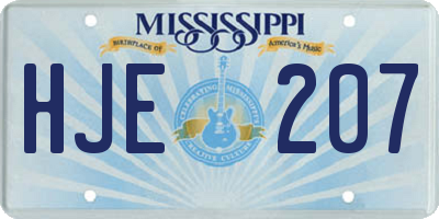 MS license plate HJE207