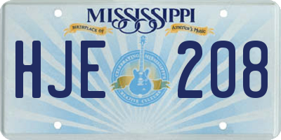 MS license plate HJE208