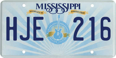 MS license plate HJE216