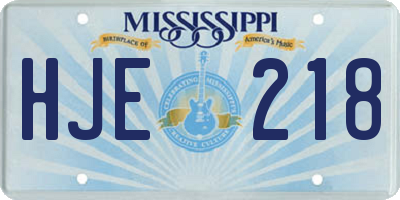 MS license plate HJE218