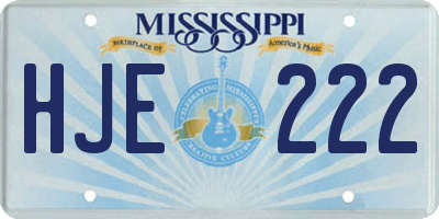 MS license plate HJE222