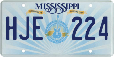 MS license plate HJE224