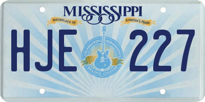 MS license plate HJE227
