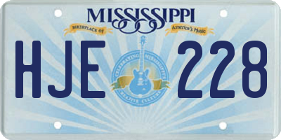 MS license plate HJE228