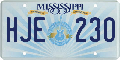 MS license plate HJE230