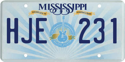 MS license plate HJE231