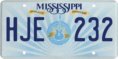 MS license plate HJE232
