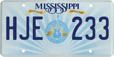 MS license plate HJE233