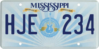 MS license plate HJE234