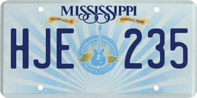 MS license plate HJE235