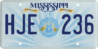 MS license plate HJE236