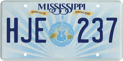 MS license plate HJE237