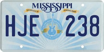 MS license plate HJE238