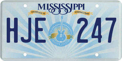 MS license plate HJE247