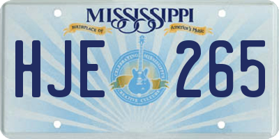 MS license plate HJE265
