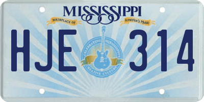 MS license plate HJE314