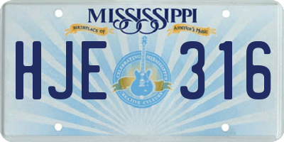 MS license plate HJE316