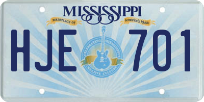 MS license plate HJE701