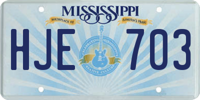 MS license plate HJE703