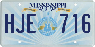 MS license plate HJE716