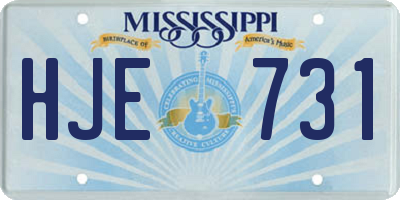 MS license plate HJE731