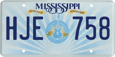 MS license plate HJE758