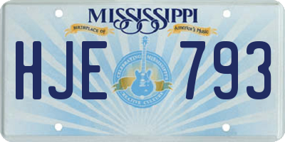 MS license plate HJE793