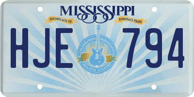 MS license plate HJE794
