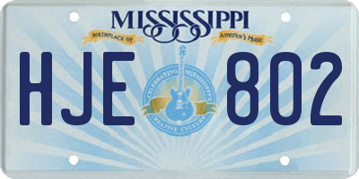 MS license plate HJE802