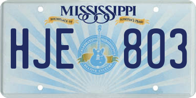 MS license plate HJE803