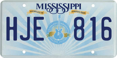 MS license plate HJE816