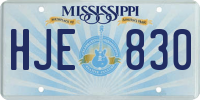 MS license plate HJE830